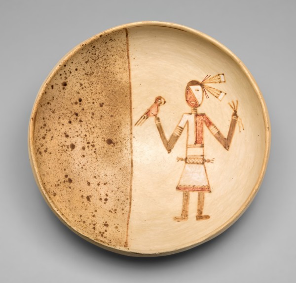 Bowl with a Figure Holding a Macaw, 1400/1625. Creator: Unknown.