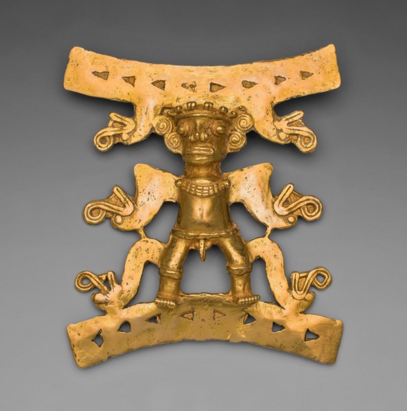 Pendant Depicting a Male Figure with Saurian Heads Emerging from Body, A.D. 1000/1550. Creator: Unknown.