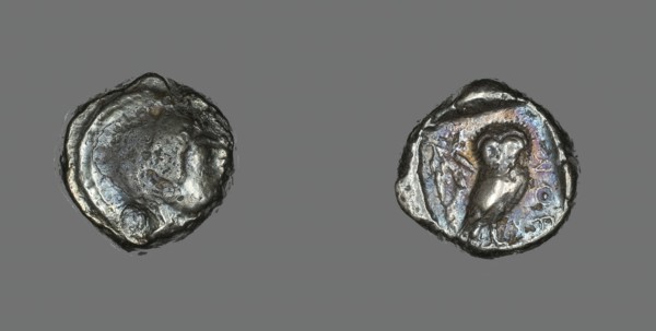 Tetradrachm (Coin) Depicting the Goddess Athena, before 490 BCE. Creator: Unknown.