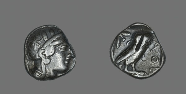 Tetradrachm (Coin) Depicting the Goddess Athena, 514-509 BCE. Creator: Unknown.