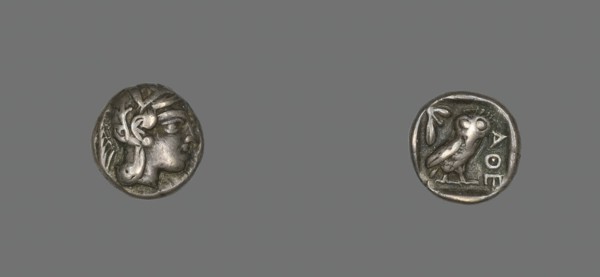 Drachm (Coin) Depicting the Goddess Athena, about 490 BCE. Creator: Unknown.