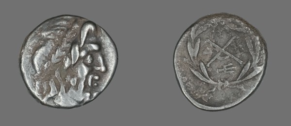 Hemidrachm (Coin) Depicting the God Zeus Amarios, 222-146 BCE. Creator: Unknown.