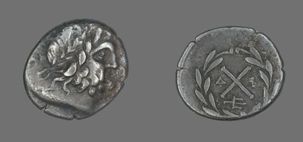 Hemidrachm (Coin) Depicting the God Zeus Amarios, before 222 BCE. Creator: Unknown.