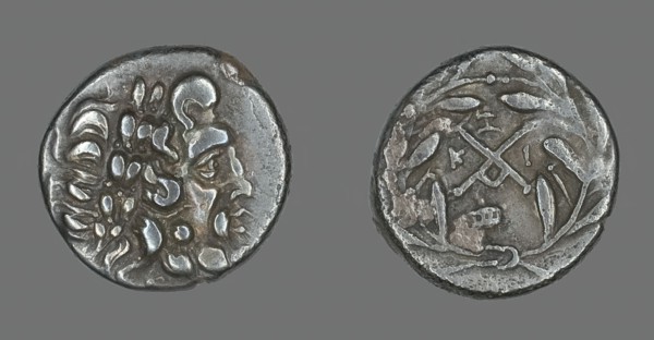 Hemidrachm (Coin) Depicting the God Zeus Amarios, 234-146 BCE. Creator: Unknown.