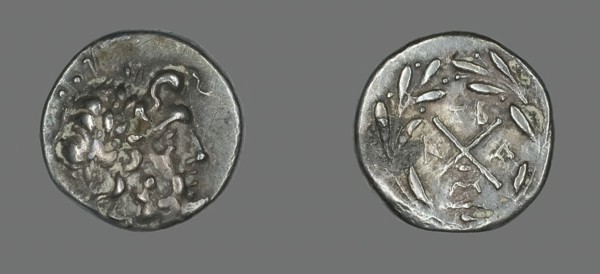 Hemidrachm (Coin) Depicting the God Zeus Amarios, 191-146 BCE. Creator: Unknown.