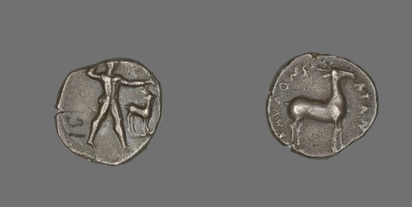 Stater (Coin) Depicting Caulos and Deer, 480-388 BCE. Creator: Unknown.