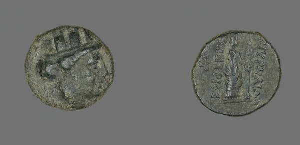 Coin Depicting the Goddess Kybele or Tyche, 2nd-1st century BCE. Creator: Unknown.