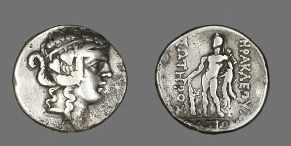 Tetradrachm (Coin) Depicting the God Dionysos, after 148 BCE. Creator: Unknown.