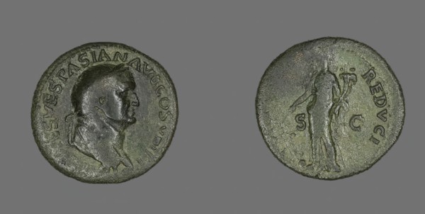 Dupondius (Coin) Portraying Emperor Vespasian, 77-78. Creator: Unknown.