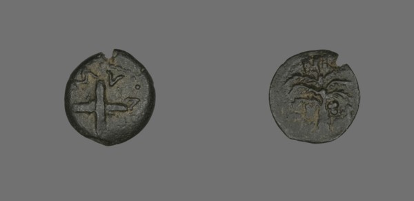Coin Depicting Shields and Spears, 54 CE, Procurator: Antonius Felix (reign of Claudius). Creator: Unknown.