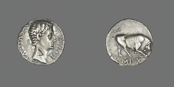 Denarius (Coin) Portraying Emperor Augustus, 15-13 BCE. Creator: Unknown.