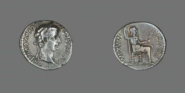 Denarius (Coin) Portraying Emperor Augustus, 14-37. Creator: Unknown.