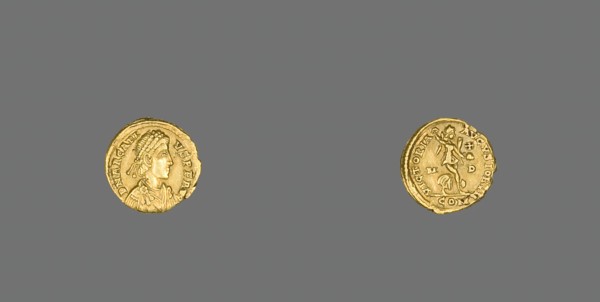 Quinarius (Coin) Portraying Emperor Arcadius, 393 (Spring)-394 (6 September). Creator: Unknown.