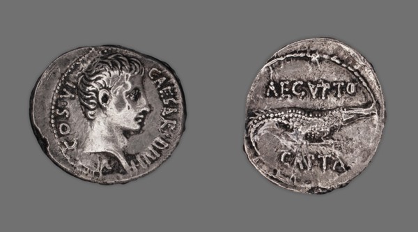 Denarius (Coin) Portraying Octavian, 28 BCE, issued by Octavian. Creator: Unknown.