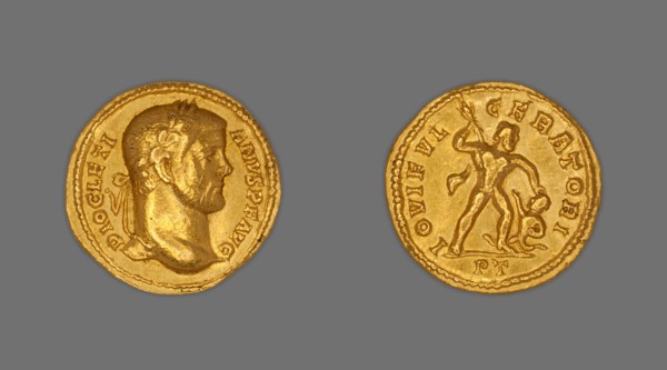 Aureus (Coin) Portraying Emperor Diocletian, 294-305, issued by Diocletian. Creator: Unknown.