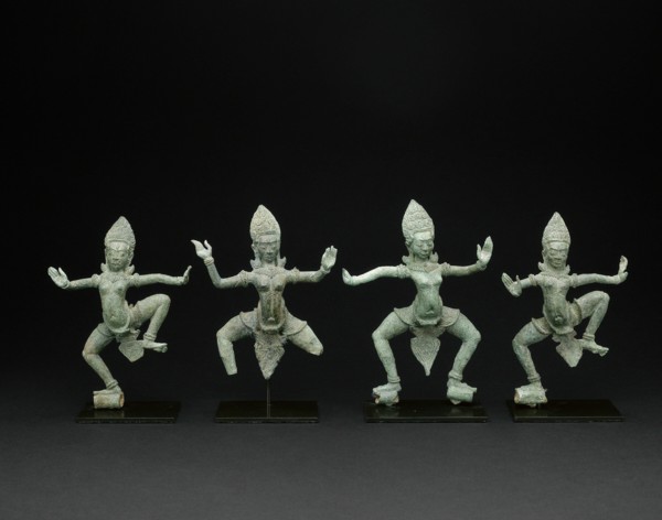 Group of Four Celestial Dancing Beauties (Apsaras), Angkor period, late 12th/early 13th century. Creator: Unknown.