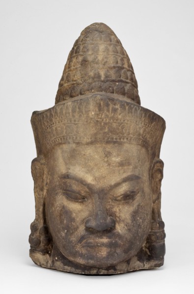 Head of a Male Deity (Deva), Angkor period, late 12th-early 13th century. Creator: Unknown.