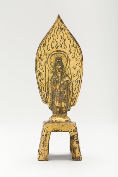 Guanyin (Avalokiteshvara) Standing before Flaming Aureole and Holding a Water..., mid-5th cent. Creator: Unknown.