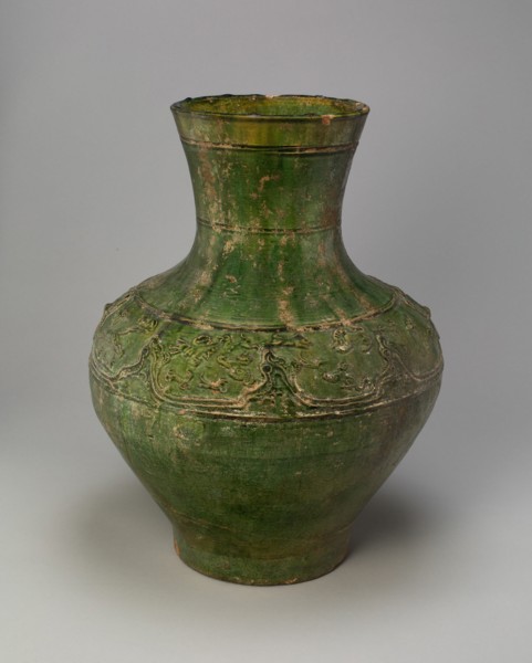 Jar (Hu) with Equestrians and Animals amid Mountains, Han dynasty (206 B.C.-A.D. 220). Creator: Unknown.