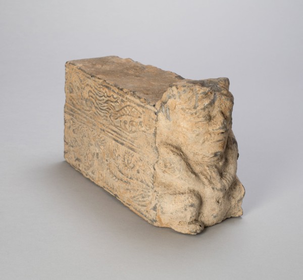 Rectangular Tile with Squatting Figure, Dragons, and Phoenixes, Han dynasty (206 B.C.-A.D. 220). Creator: Unknown.