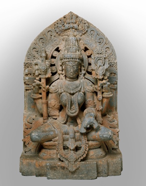 Four-Armed Sarasvati, Goddess of Learning, Seated in Lotus Position..., Hoysala period, 12th cent. Creator: Unknown.