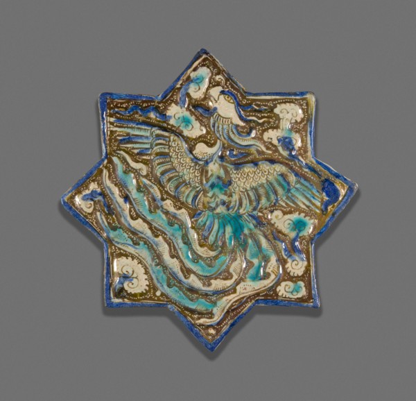 Star-Shaped Tile with Phoenix, Ilkhanid dynasty (1256-1353), late 13th century. Creator: Unknown.