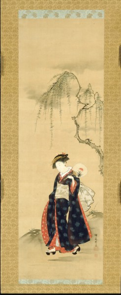 Beauty Beneath a Willow Tree, Edo period, c. 1780. Creator: Isoda Koryusai.