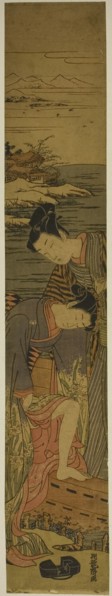 Young Woman Drops her Geta as She Boards a Boat, c. 1773. Creator: Isoda Koryusai.