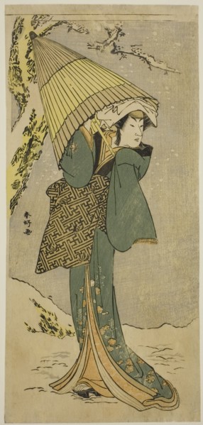 The Actor Nakamura Riko I as Kiyotaki in the Play Oakinai Hiru ga Kojima, Performed at..., c. 1784. Creator: Katsukawa Shunko.