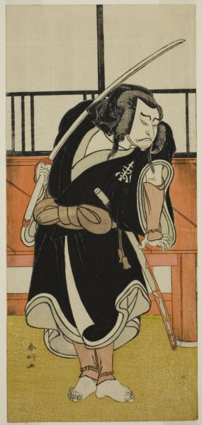 The Actor Nakamura Nakazo I as Aso no Matsuwaka (?) in the Play Iro Moyo Aoyagi...c. 1775.  Creator: Katsukawa Shunko.