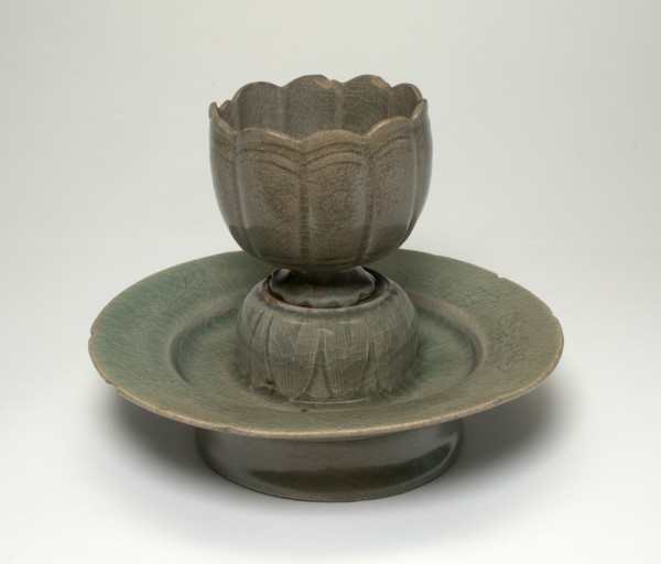 Lobed Cup and Stand with Floral Sprays and Stylized Leaves, Korea, Goryeo dynasty (918-1392). Creator: Unknown.