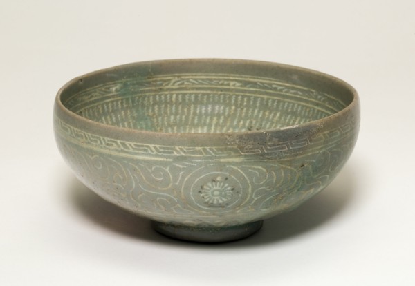 Bowl with Cranes and Chrysanthemum Flower Heads, Korea, Goryeo dynasty, late 14th century. Creator: Unknown.