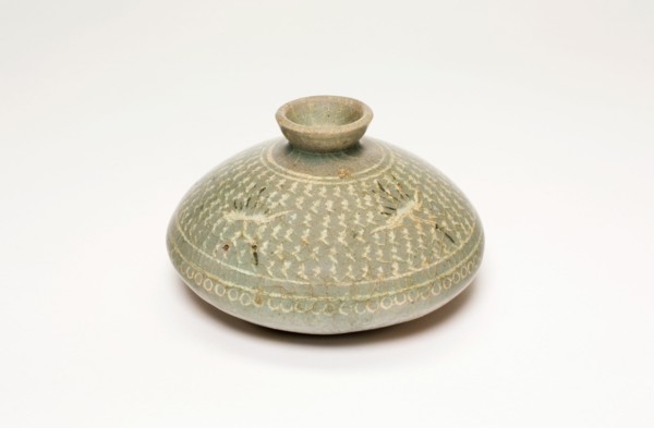 Oil Bottle with Cranes and Stylized Clouds, Korea, Goryeo dynasty (918-1392), late 13th century. Creator: Unknown.