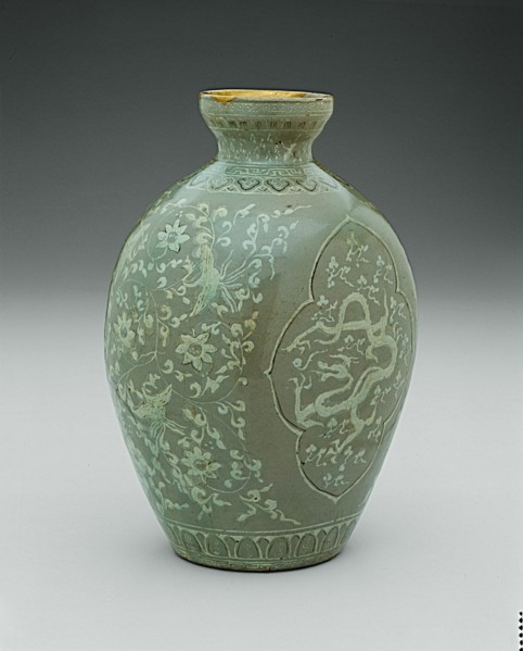 Vase with Dragon and Phoenix, Korea, Goryeo dynasty (918-1392), late 13th/early 14th century. Creator: Unknown.