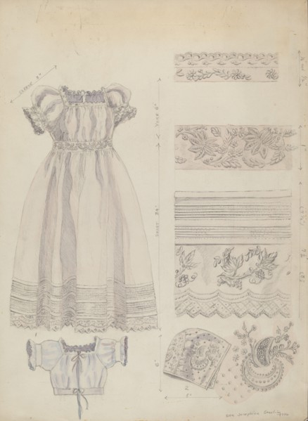 Embroidered Christening Robe & Cap, 1936. Creator: Ella Josephine Sterling.