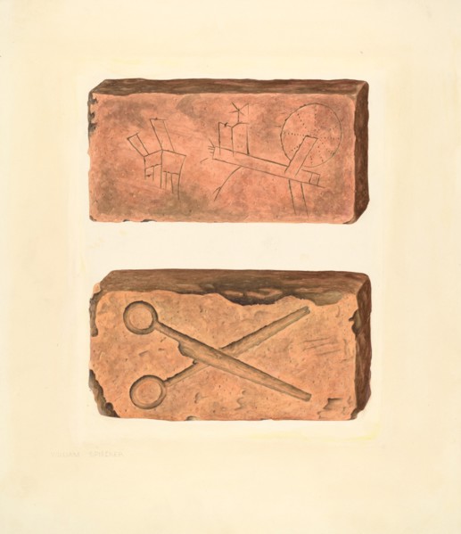 Bishop Hill: Building Bricks, 1938. Creator: William Spiecker.