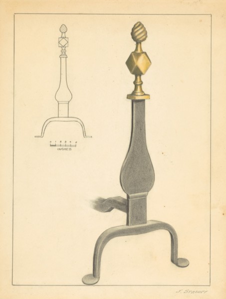 Andiron (one of pair), c. 1936. Creator: Jack Staloff.