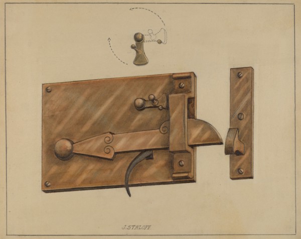 Bar Latch, c. 1936. Creator: Jack Staloff.