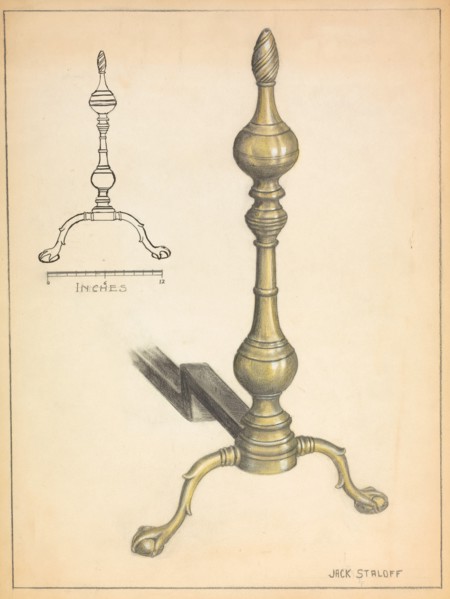 Andiron (one of pair), c. 1936. Creator: Jack Staloff.