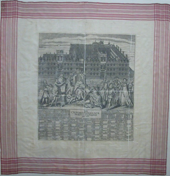 Handkerchief (The Oxford Almanack For the Year of Our Lord MDCCXXXV), England, c. 1735.