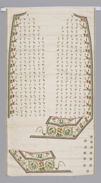 Embroidered Fabric for a Waistcoat Front, France, 1780s.