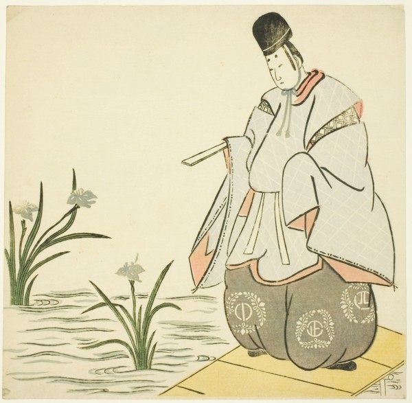 Narihira at Yatsuhashi Bridge, 1765.