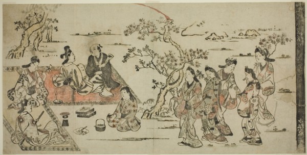 Flower Viewing, 1711 (reprint of 17th century work). Attributed to Hishikawa Moronobu.