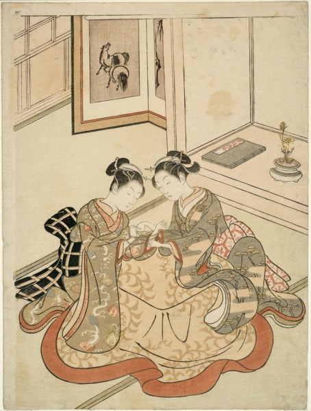Young Women Playing Cat's Cradle, c. 1767/68. Attributed to Suzuki Harunobu.