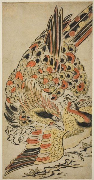 A Hawk Capturing a Crane in Flight, c. 1715. Attributed to Torii Kiyomasu I.