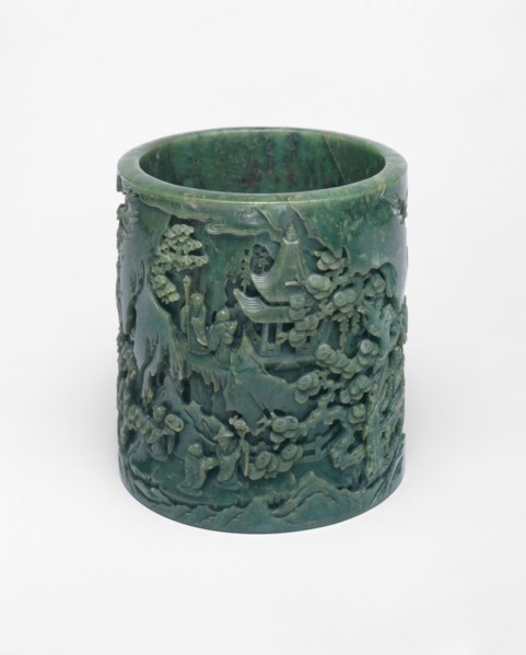 Brushpot Depicting a Daoist Paradise, Qing dynasty (1644-1911), reign of Qianlong (1736-1795).