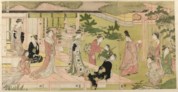 Wakana, Part 1 (Wakana, jo), from the series "A Fashionable Parody of the Tale of Genji (Furyu yatsushi Genji)", c. 1789/94.