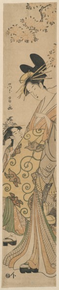 Courtesan and her Attendant under Cherry Tree, c. 1780/1800.