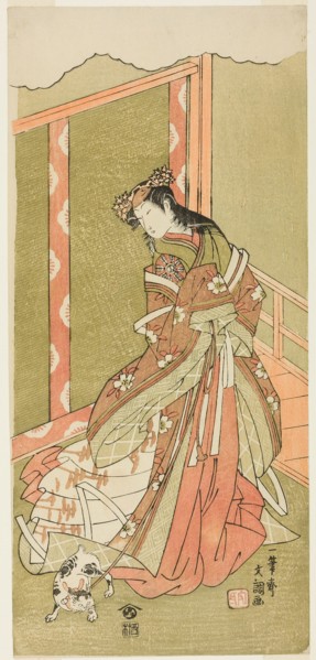 The Actor Nakamura Noshio I as the Third Princess (Nyosan no Miya) in the Play Fuki Kaete Tsuki mo Yoshiwara (Rethatched Roof: The Moon also Shines Over the Yoshiwara Pleasure District), Performed at ...
