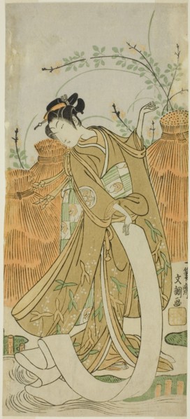 The Actor Yamashita Kinsaku II in cloth-bleaching (Nuno sarashi) dance, c. 1770.